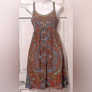 Moulinette Soeurs Anthropologie Bohemian Multicolor Floral Paisley Silk Dress